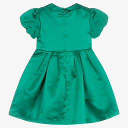 Patachou-Girls Green Satin Dress  | Childrensalon Outlet