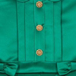 Patachou-Girls Green Satin Dress  | Childrensalon Outlet