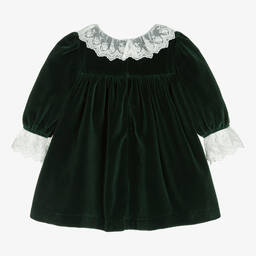 Patachou-Girls Green Velvet Dress | Childrensalon Outlet
