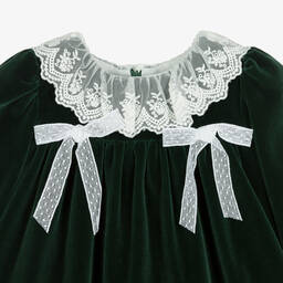 Patachou-Girls Green Velvet Dress | Childrensalon Outlet