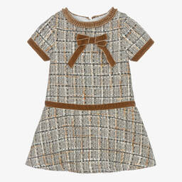 Patachou-Girls Grey & Gold Tweed Dress | Childrensalon Outlet