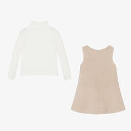 Patachou-Girls Ivory & Beige Dress Set | Childrensalon Outlet