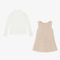 Patachou-Girls Ivory & Beige Dress Set | Childrensalon Outlet