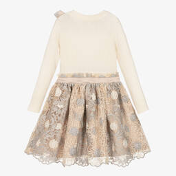 Patachou-Girls Ivory & Beige Floral Dress | Childrensalon Outlet