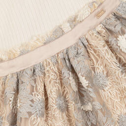 Patachou-Girls Ivory & Beige Floral Dress | Childrensalon Outlet