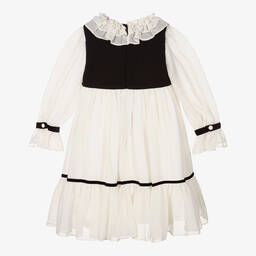 Patachou-Girls Ivory & Black Chiffon Dress | Childrensalon Outlet