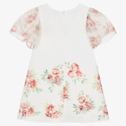 Patachou-Кремовое платье с бантом и цветочным узором для девочек | Childrensalon Outlet