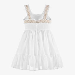 Patachou-Girls Ivory Chiffon & Tweed Dress | Childrensalon Outlet