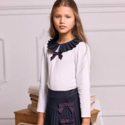 Patachou-توب بياقة قطن لون أبيض للبنات | Childrensalon Outlet