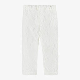 Patachou-Girls Ivory Cotton & Lace Trousers | Childrensalon Outlet