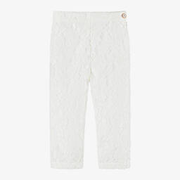 Patachou-Girls Ivory Cotton & Lace Trousers | Childrensalon Outlet