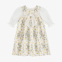 Patachou-Girls Ivory Daisy Embroidered Organza Dress | Childrensalon Outlet