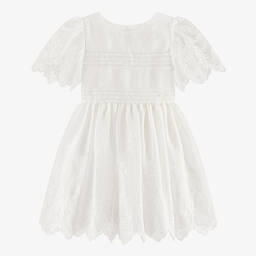 Patachou-فستان قطن شيفون مطرز لون عاجي | Childrensalon Outlet