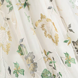 باتاشو-فستان أطفال بناتي تول لون عاجي مطرز بورود | Childrensalon Outlet