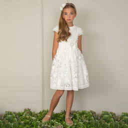 Patachou-Girls Ivory Embroidered Lace Dress | Childrensalon Outlet