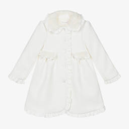 Patachou-Girls Ivory Faux Fur Coat | Childrensalon Outlet