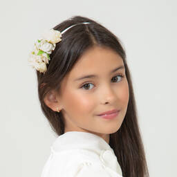 باتاشو-طوق للشعر مزين بورود لون عاجي للبنات | Childrensalon Outlet