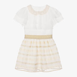 Patachou-Кремовая блузка и золотистая юбка для девочек | Childrensalon Outlet