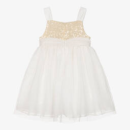 Patachou-Girls Ivory & Gold Sequin Tulle Dress | Childrensalon Outlet