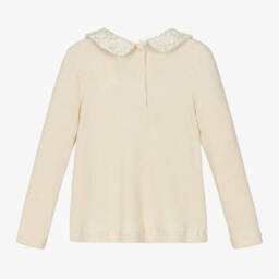 Patachou-بلوفر بياقة تويد فيسكوز لون عاجي للبنات | Childrensalon Outlet
