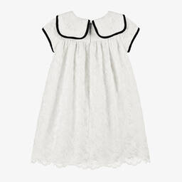 Patachou-Girls Ivory Lace & Black Bow Dress | Childrensalon Outlet