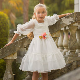 Patachou-فستان أورغانزا لون عاجي | Childrensalon Outlet