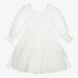 Patachou-فستان أورغانزا لون عاجي | Childrensalon Outlet