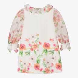 Patachou-Кремовое платье с розовыми цветами | Childrensalon Outlet