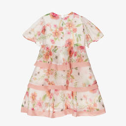 Patachou-Кремово-розовое многоярусное платье с цветами | Childrensalon Outlet
