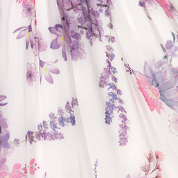 Patachou-Кремовое платье из шифона с фиолетовыми цветами | Childrensalon Outlet