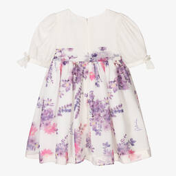 Patachou-Кремовое платье из шифона с фиолетовыми цветами | Childrensalon Outlet