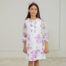 Patachou-Кремовое платье с фиолетовыми цветами | Childrensalon Outlet