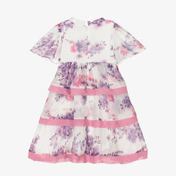 Patachou-Кремово-фиолетовое многоярусное платье с цветами | Childrensalon Outlet
