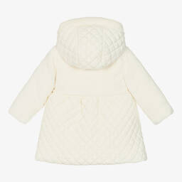 Patachou-Girls Ivory Quilted Faux Fur Coat | Childrensalon Outlet