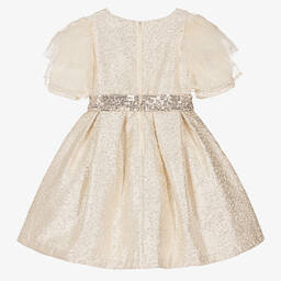 Patachou-Кремово-серебристое жаккардовое платье | Childrensalon Outlet