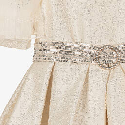 Patachou-Кремово-серебристое жаккардовое платье | Childrensalon Outlet