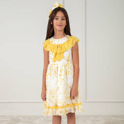 Patachou-Girls Ivory & Yellow Floral Print Dress | Childrensalon Outlet