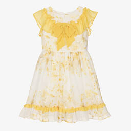 Patachou-Girls Ivory & Yellow Floral Print Dress | Childrensalon Outlet