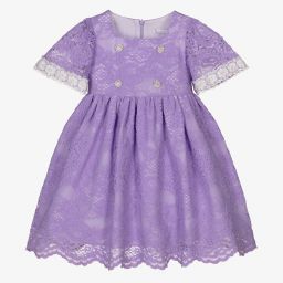 Patachou-Girls Lilac Lace Dress | Childrensalon Outlet