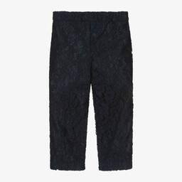 Patachou-Girls Navy Blue Cotton & Lace Trousers | Childrensalon Outlet