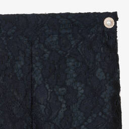 Patachou-Girls Navy Blue Cotton & Lace Trousers | Childrensalon Outlet