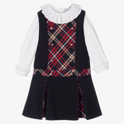 Patachou-Girls Navy Blue Dress Set | Childrensalon Outlet