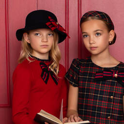 Patachou-Girls Navy Blue & Red Bow Wool Hat | Childrensalon Outlet