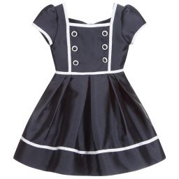 Patachou-Girls Navy Blue Satin Dress | Childrensalon Outlet