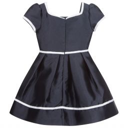 Patachou-Girls Navy Blue Satin Dress | Childrensalon Outlet