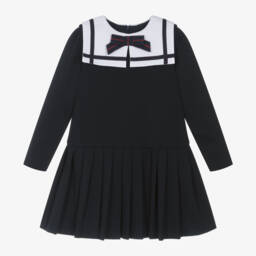 Patachou-Girls Navy Cotton Jersey Frock | Childrensalon Outlet
