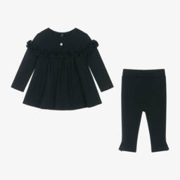 Patachou-Girls Navy Ruffle Outfit Set | Childrensalon Outlet