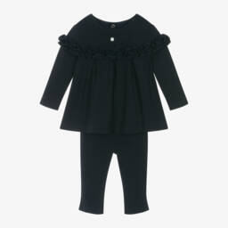 Patachou-Girls Navy Ruffle Outfit Set | Childrensalon Outlet