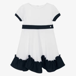 Patachou-Girls Navy Trim Cotton Dress | Childrensalon Outlet