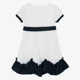 Patachou-Girls Navy Trim Cotton Dress | Childrensalon Outlet